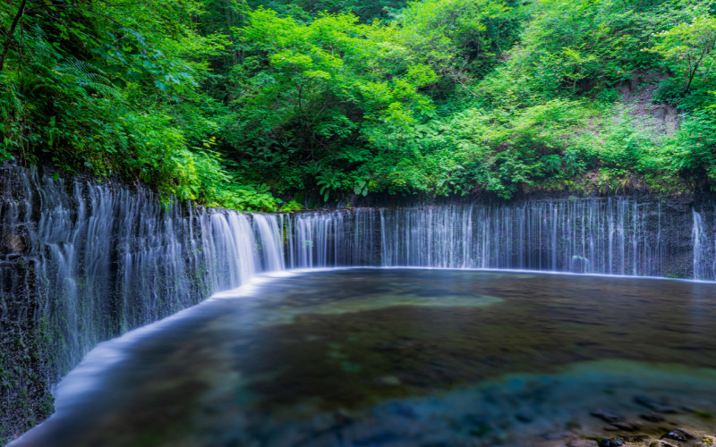 軽井沢の観光スポットである白糸の滝