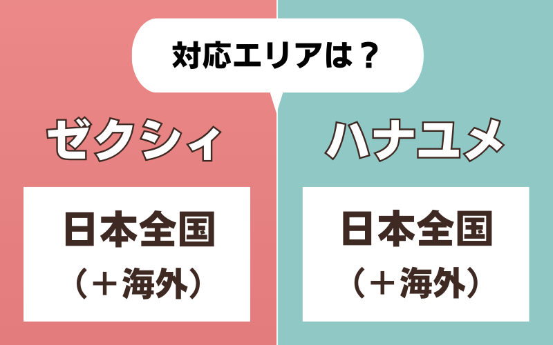 ゼクシィとハナユメの対応エリア比較